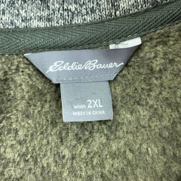 Eddie Bauer Mens Olive Green 2XL 1/4 Zip Pullover Sweater 5411 - Picture 3 of 8